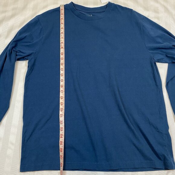 GAP Everyday Long-Sleeve Tee Shirt T-Shirt 100% Cotton Grease Blue NWT Sz L - Picture 7 of 11